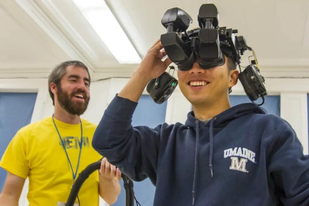 Person looking into a virtual reliaty headset